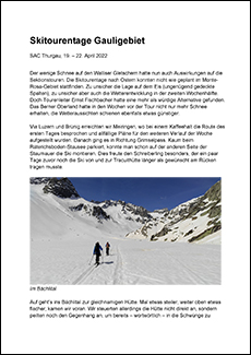 Screenshot Bericht Skitourentage Gauligebiet
